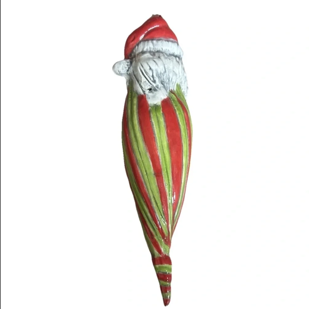 Santa Spiral Christmas Ornament Ceramic Handmade 6”